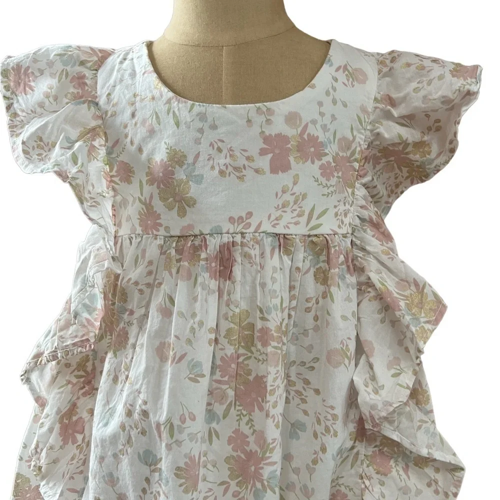 CUPCAKES AND CASHMERE GIRLS PRETTY FLORAL RUFFLE SUNDRESS SIZE 6